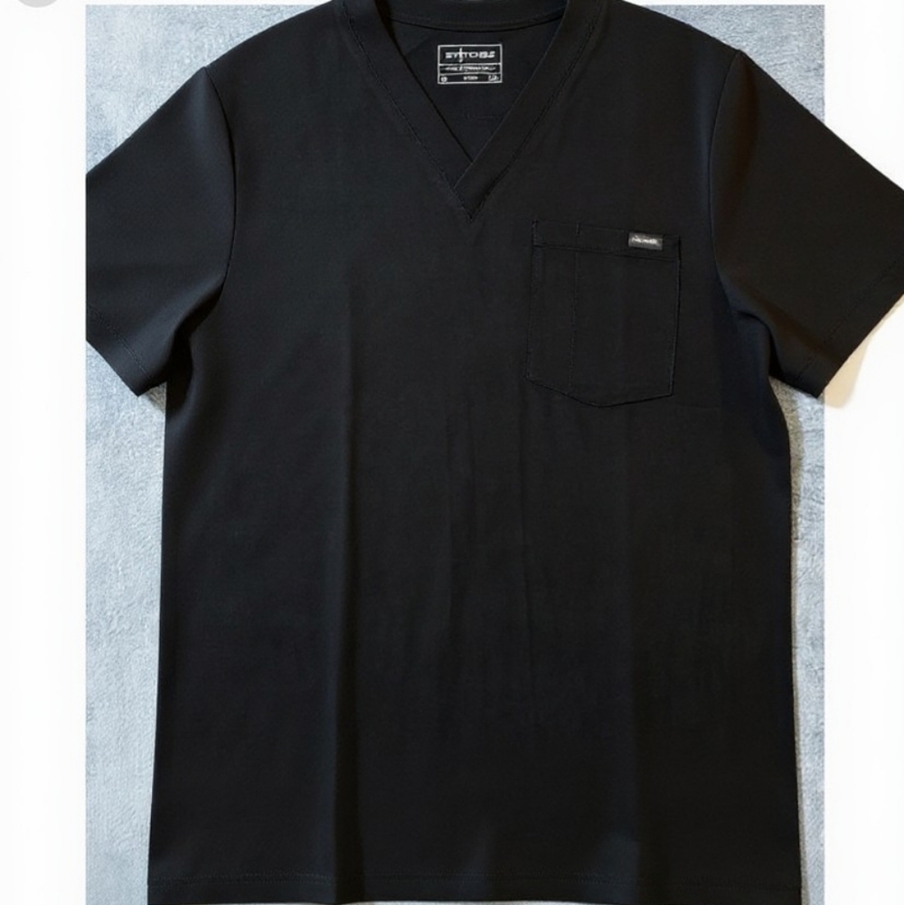 Like New- 5 Stitches Scrub Top Lot Men's 2XL Soft Stretch Black Nurse Medical